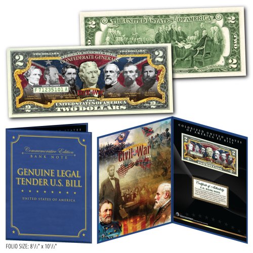 Civil War Generals Commemorative $2 Bill Display