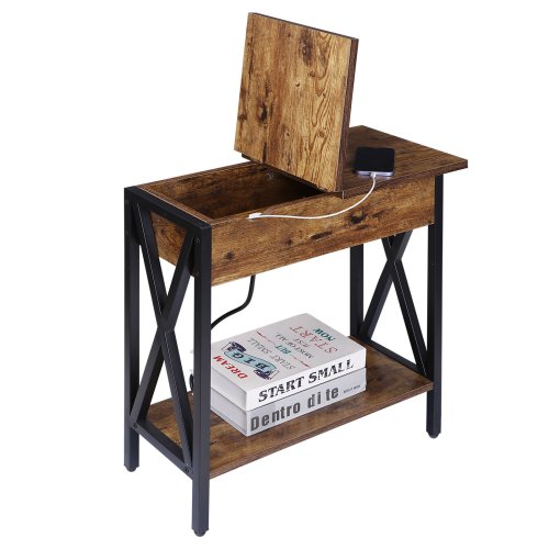 Charging Station Flip Top Side Table