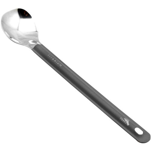 Titanium Polished Spoon - Long Handle for Camping and Outdoor Activities