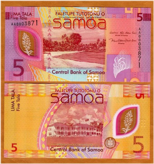 Samoan Polymer 5 Tala Note, 2023 - AA Prefix