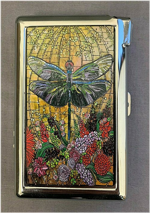 Dragonfly Art Cigarette Case and Lighter Wallet