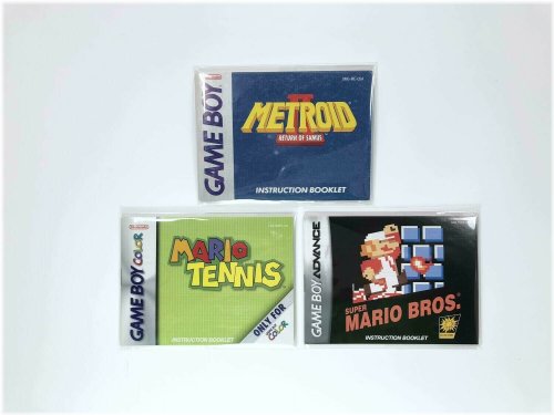 Game Boy Manual Protection Set with 100 Resealable Plastic Sleeves