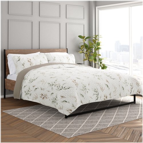 Reversible Quilted Coverlet Set - Kaycie Gray Collection