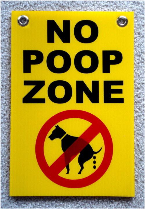 Poo-Free Zone" Sign