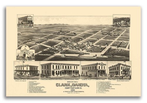 Clark SD Vintage Panoramic Map - 1883