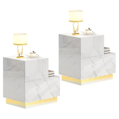 Glowing Duo Drawer Nightstands
