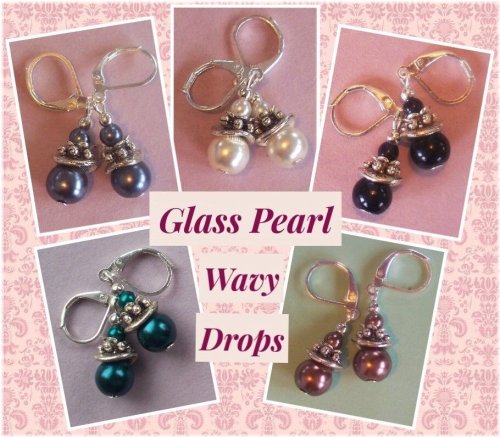 Ocean Wave Glass Pearl Earrings