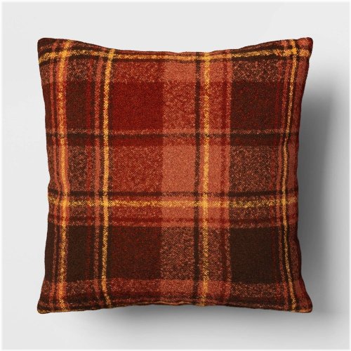 Cozy Maroon Plaid Pillow