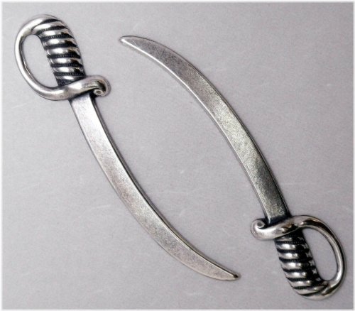 Antiqued Sterling Silver Plated Pirate Cutlass/Sword - Set of 2