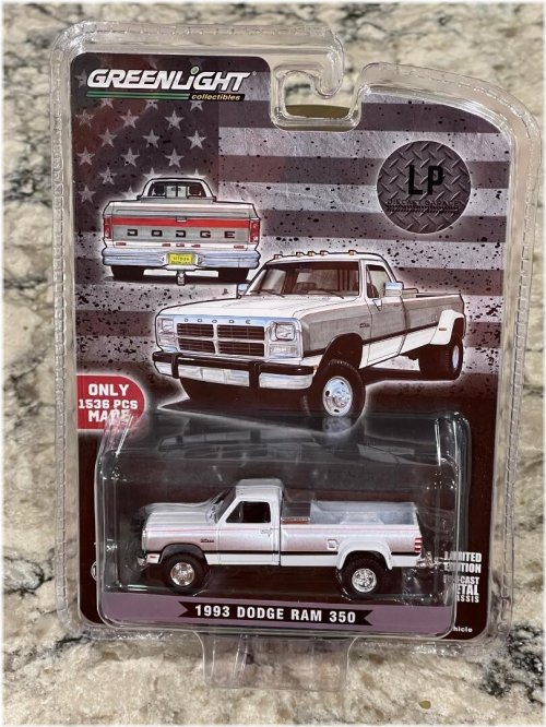 Silver & White 1993 Dodge Ram 350 Diecast