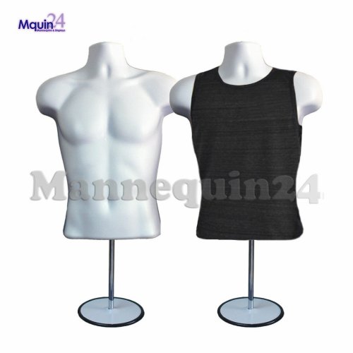 White Torso Mannequin Set with Hanger and Stand