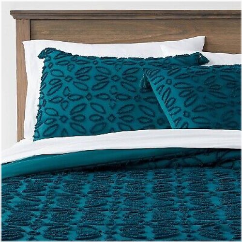 Dark Teal Blue Jacquard Comforter Set by Threshold
