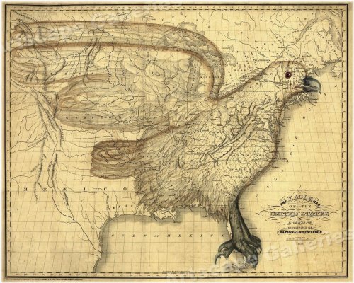 The Eagle Map of the United States - 1833 Edition