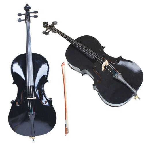 Symphony Pro 4/4 Full Size Cello Set with Accessories - Black