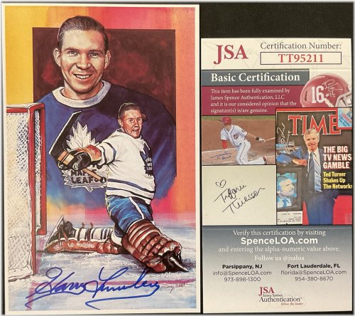 HOF Legends of Hockey Autographed Maple Leafs Card by Harry Lumley