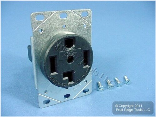 Cooper 14-30 30A 125/250V Receptacle Outlet for Dryer, Oven, Range, and Stove (Packaged)