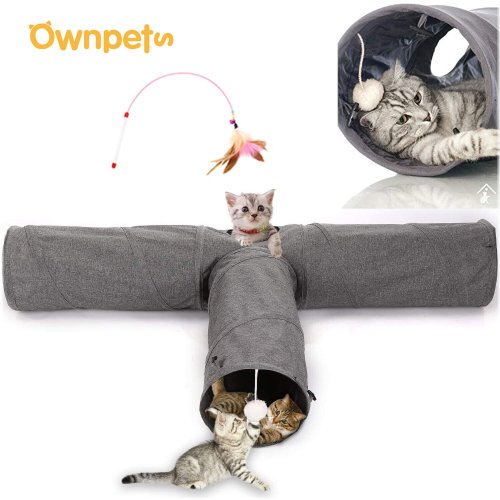 Whisker's Wonderland Tunnel: Interactive 3-Way Tube with Peek Hole for Cats