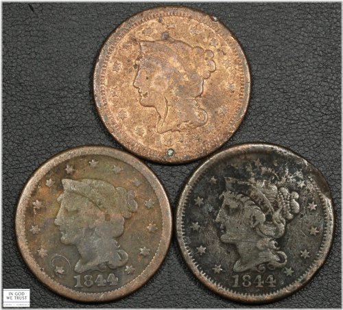 Copper Trio of Braided Beauties: 1844 & 1848