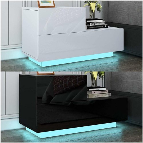 Twilight Glow Bedside Cabinet - 2 Drawers with RGB LED Light