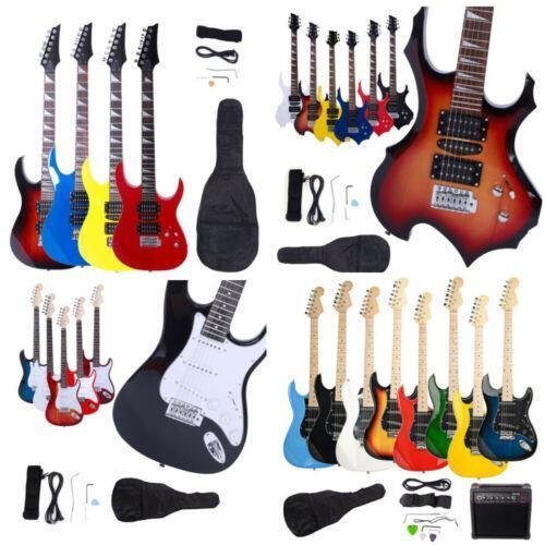 Sunset Starter Electric Guitar Kit with Black and White Bag and Accessories