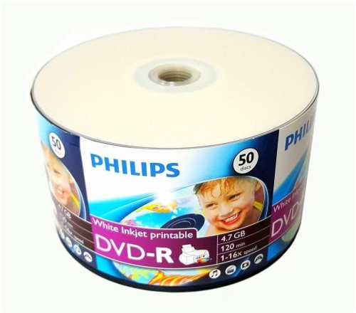 Philips Inkjet Printable DVD-R Discs (50 Pack)