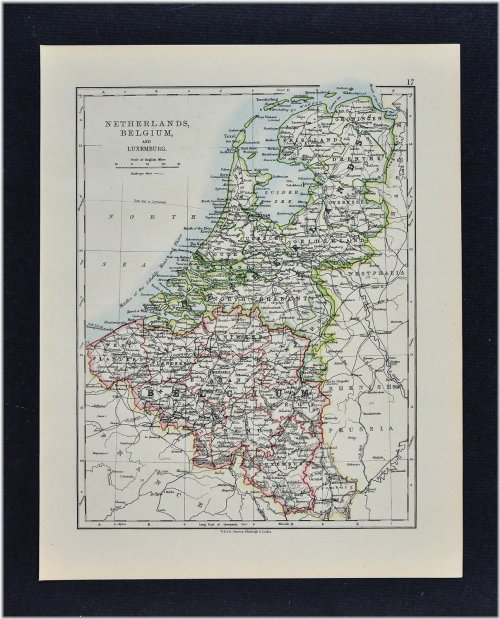 European Low Countries Map - 1895 Johnston Edition