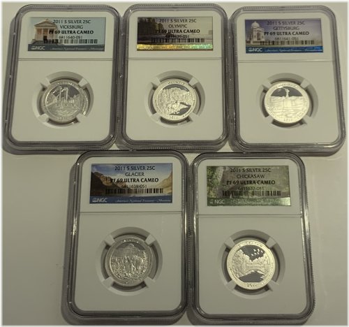 National Parks Silver Quarter Set 2011-S NGC PF69 Ultra Cameo