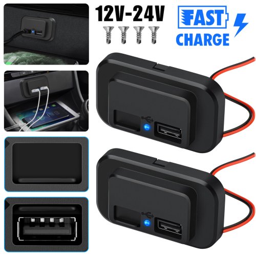 Dual Port Car Power Inverter with Waterproof Panel Mount