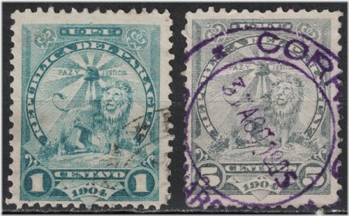 Resting Lion Stamps of Paraguay - 1906-07