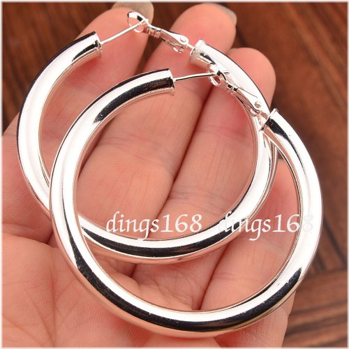 Radiant Silver Tubular Hoop Earrings