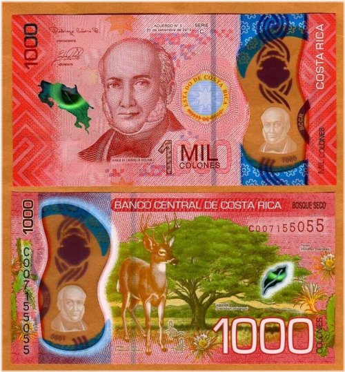 Costa Rican Polymer Banknote - 1000 Colones, C-Series (2019-2021)