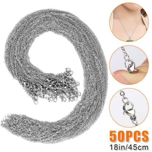 Silver Tone Stainless Steel Necklace Chain Set