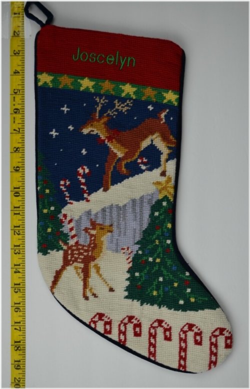 Festive Reindeer Needlepoint Stocking