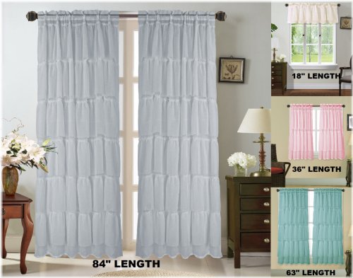 Ruffled Voile Sheer Curtain Panel