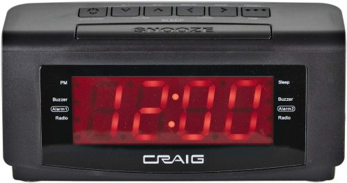 Craig LED Display Alarm Clock with AM/FM Radio