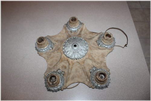 1920s Art Deco Cast Iron Chandelier