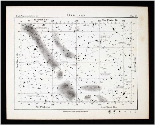 Starry Night Sky Guide: 1892 Constellation Map