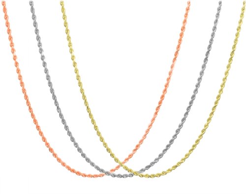 Tri-Gold Rope Chain Pendant Necklace