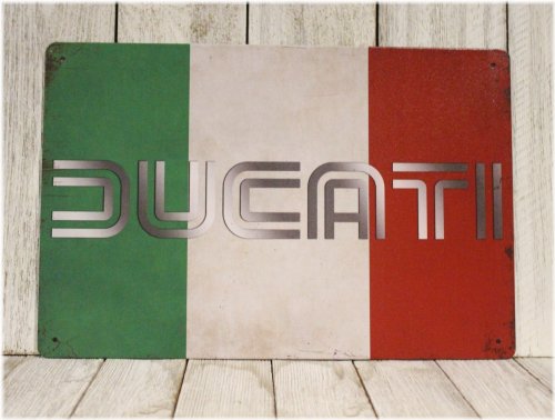 Italian Flag Ducati Metal Poster Plaque