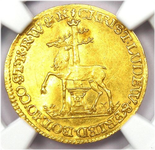 Stolberg 1/2 Gold Ducat Coin from 1745 - NGC Uncirculated Detail (UNC MS)