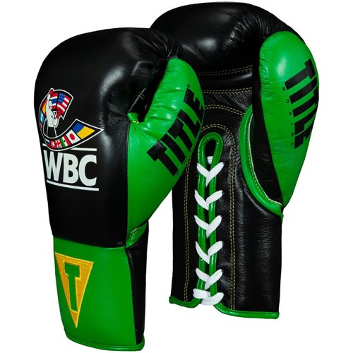 Championship Leather Boxing Gloves - Black/Green