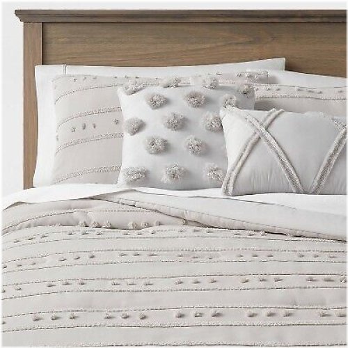 Quinlan Stripe Dot Gray Comforter Set