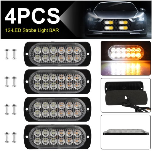 12-LED Dual Color Strobe Light for Vehicle Safety