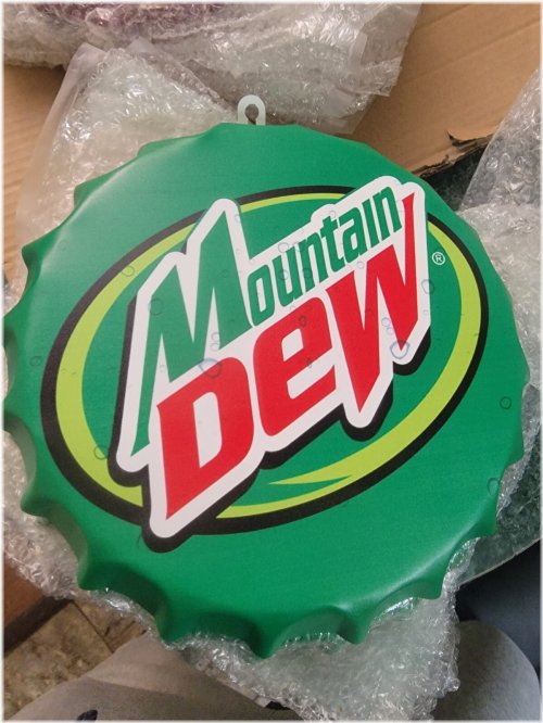 Mountain Dew Retro Bottle Cap Metal Sign