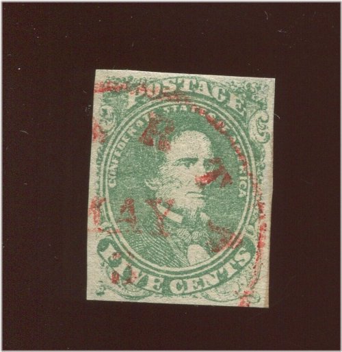 Davis Stone 1 Confederate Stamp - Red Sparta May 5