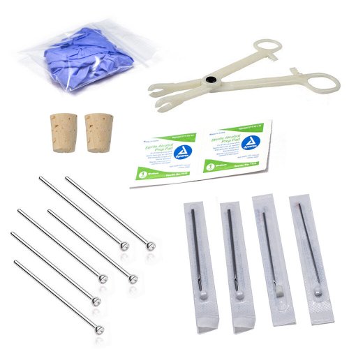 Fish Tail Piercing Set - 16 Piece Professional Kit for Nose Piercings