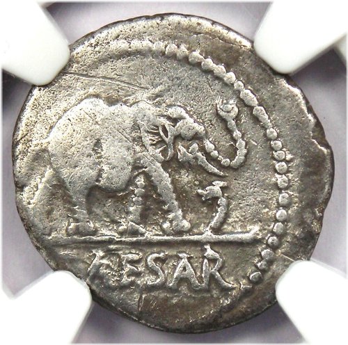 Silver Elephant Denarius - Julius Caesar 49 BC