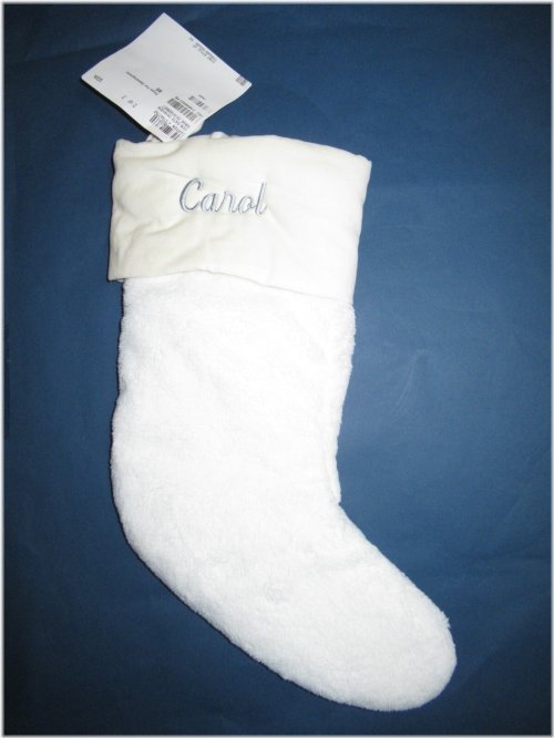 Festive Personalized Plush Ivory White Stocking