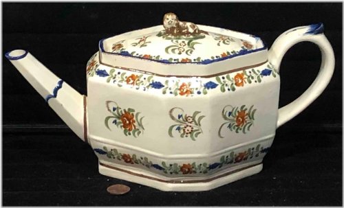 English Pearlware Teapot with Dog Finial from 1800