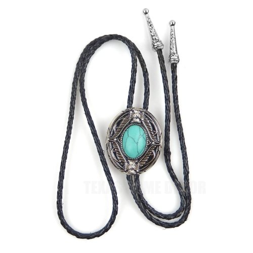 Turquoise Maltese Cross Bolo Tie with Genuine Leather Cord